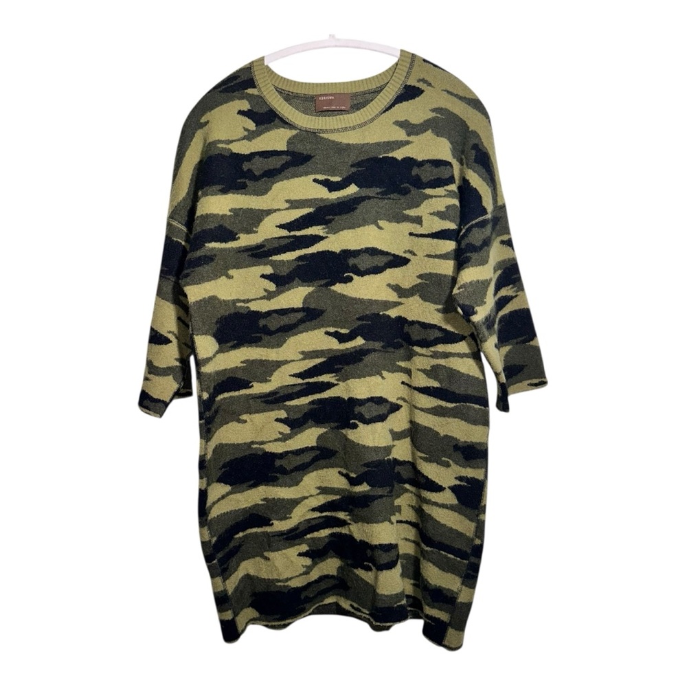 KERISMA Green Camo Bodycon Stretch Sweater Dress Viscose Nylon Poly Angora - M/L